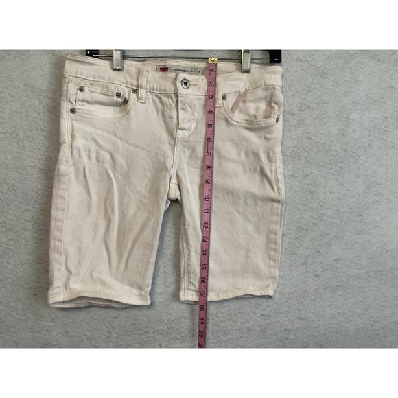 Levi's Shorts Juniors 7 White Bermuda Denim Stretch 5-Pocket Casual Summer - Picture 2 of 10